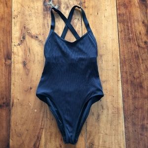 L*Space Black One Piece Open Back Swimsuit